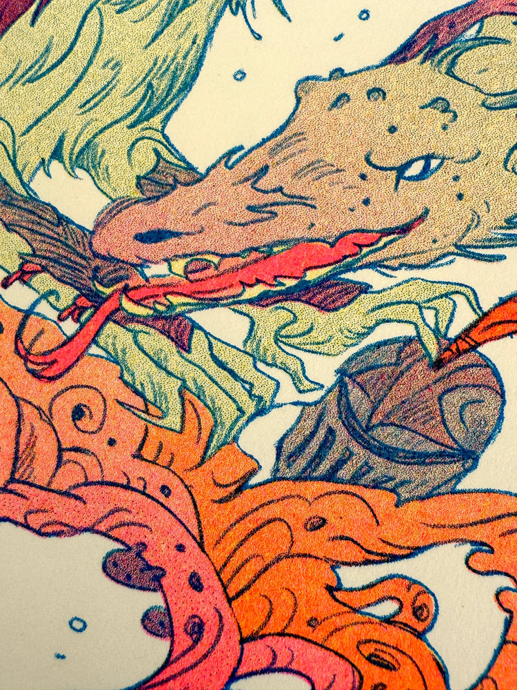 Riso Print - Dragon Warrior