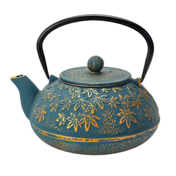 Tea Kettle - Turquoise Maple Leaves