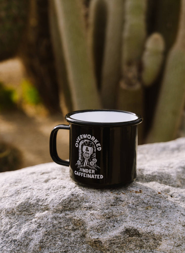 Enamel Mug - Over Worked Under Caffeinated