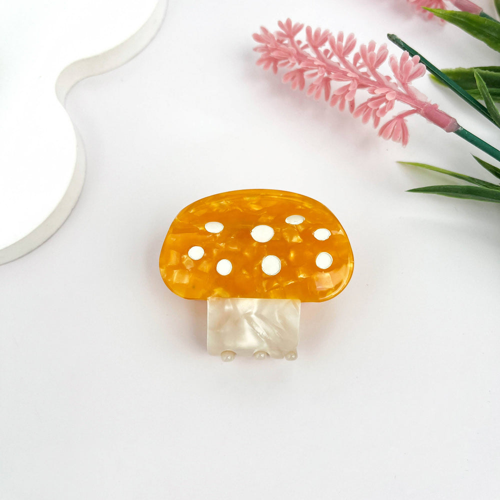 Hair Clip - Yellow Mushroom