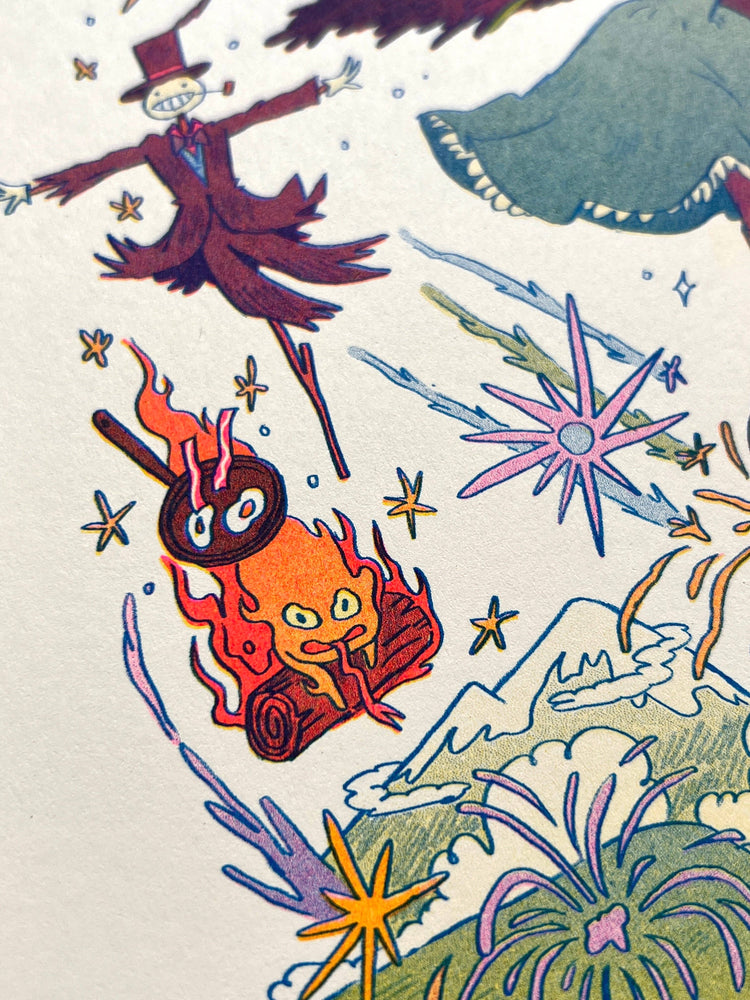 Riso Print - Howl's Moving Castle