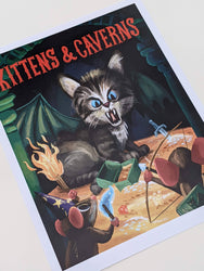 Kittens and Caverns- Dungeons and Dragons art print: 5" X7"
