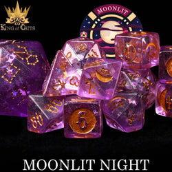 King of Crits Dice Set - Moonlit Night (12-Piece)