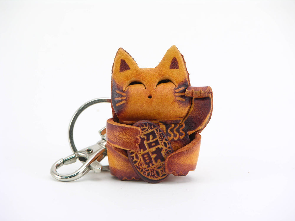 Leather Keychain - Lucky Cat