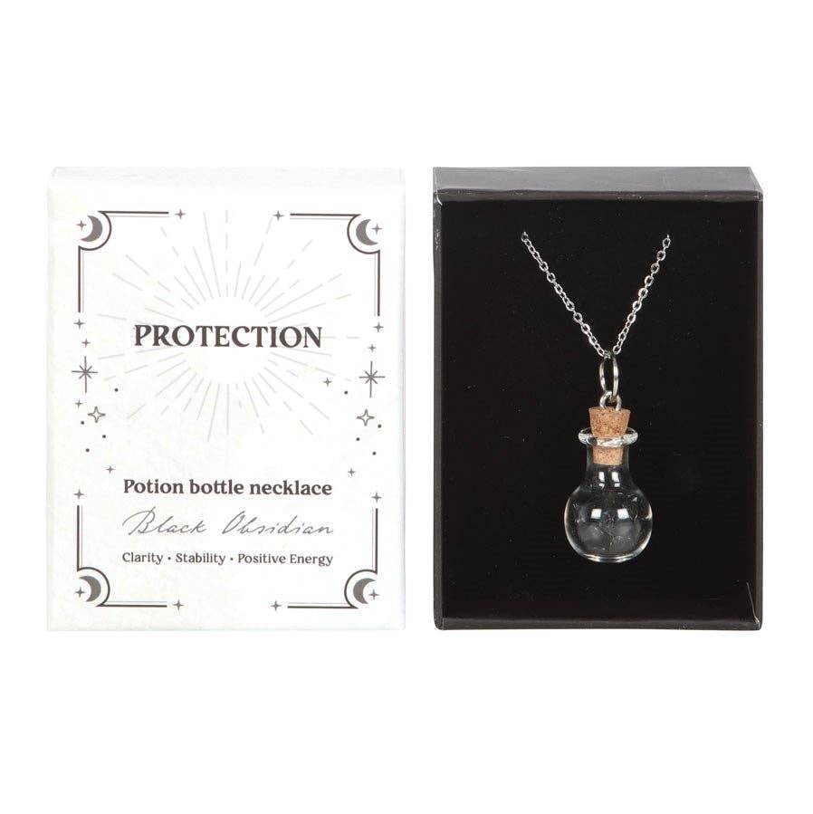 Potion Bottle Necklace - Obsidian