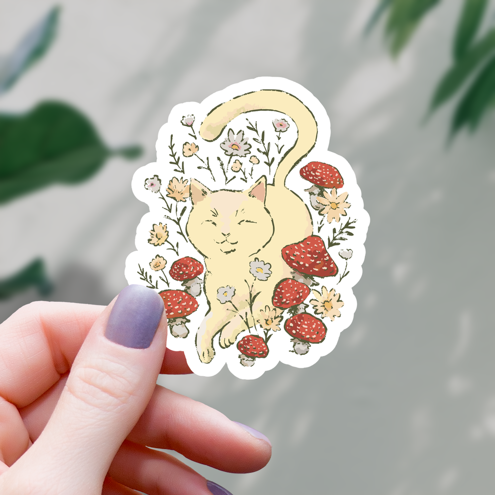 Vinyl Sticker - Mushroom Cat