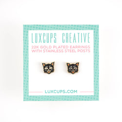 Enamel Earrings - Black Cat