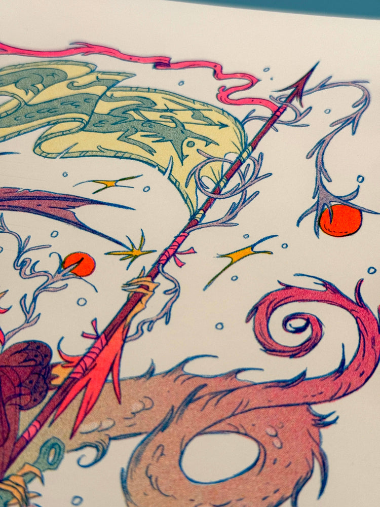 Riso Print - Dragon Warrior