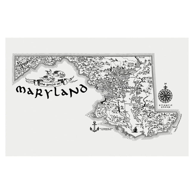 Letterpress Fantasy Map Print - Maryland
