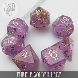 RPG Dice Set - Purple Golden Leaf