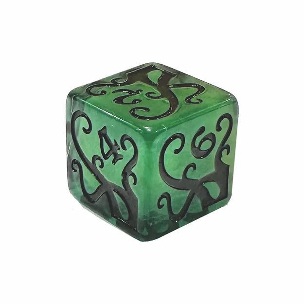 Single D6 - Tentacles: Clear/Green