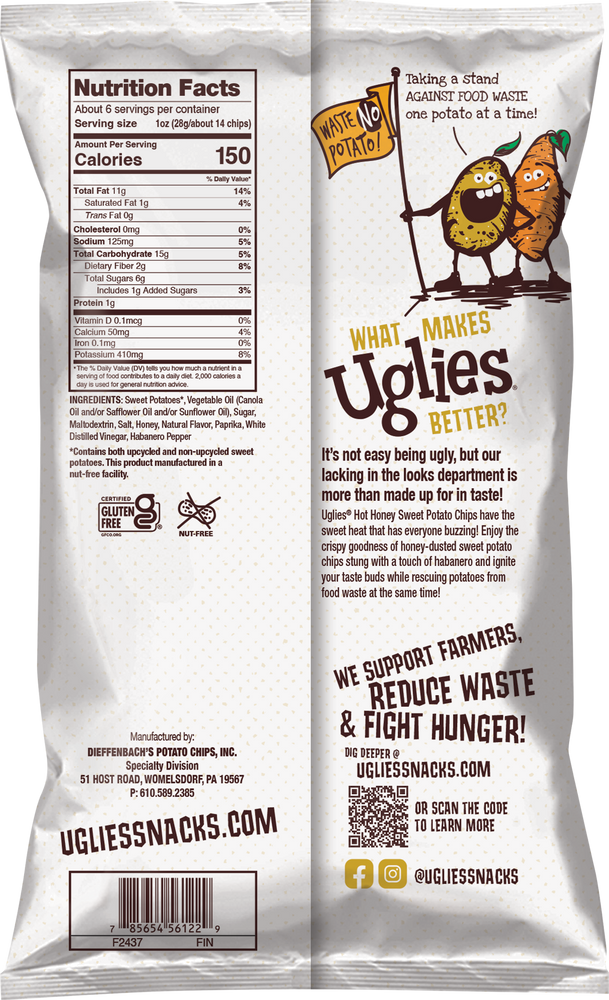 Uglies Kettle Cooked Chips - Hot Honey Sweet Potato (Lg)