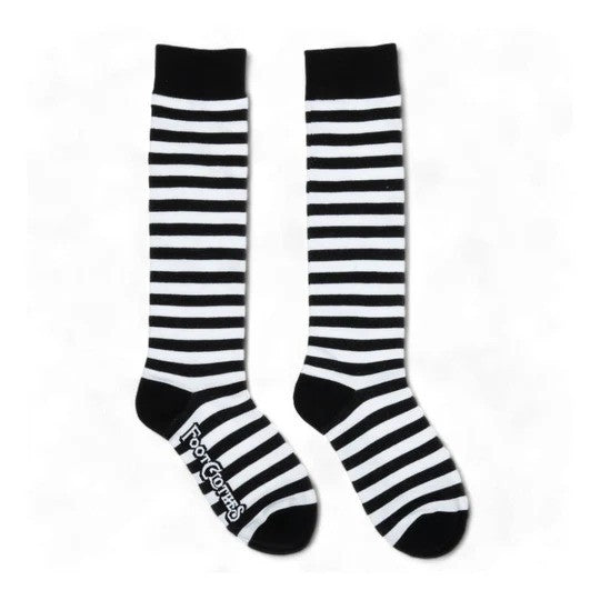 Knee-High Socks - Black & White Stripe