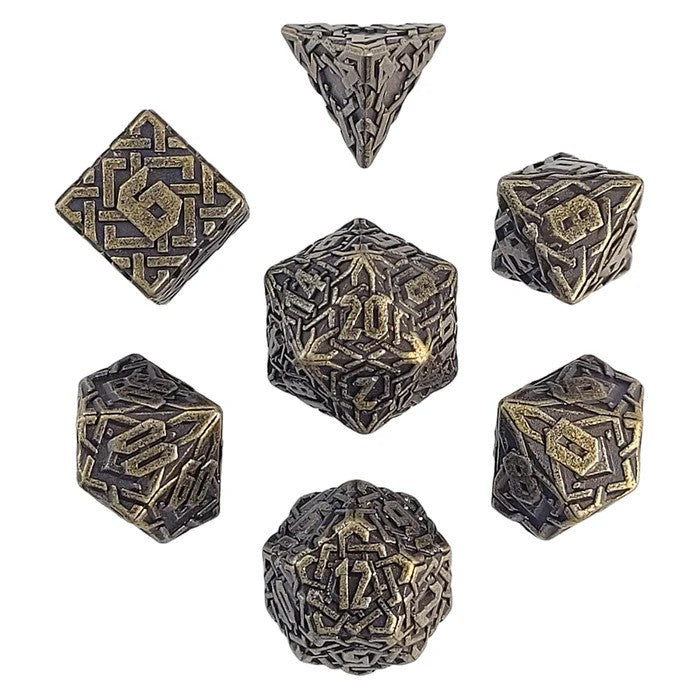 Metal RPG Dice Set - Brighid's Snaidhm Gold