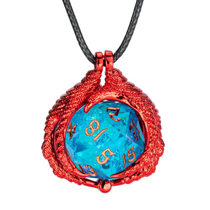 Dragon Claw Necklace with D20 - Red