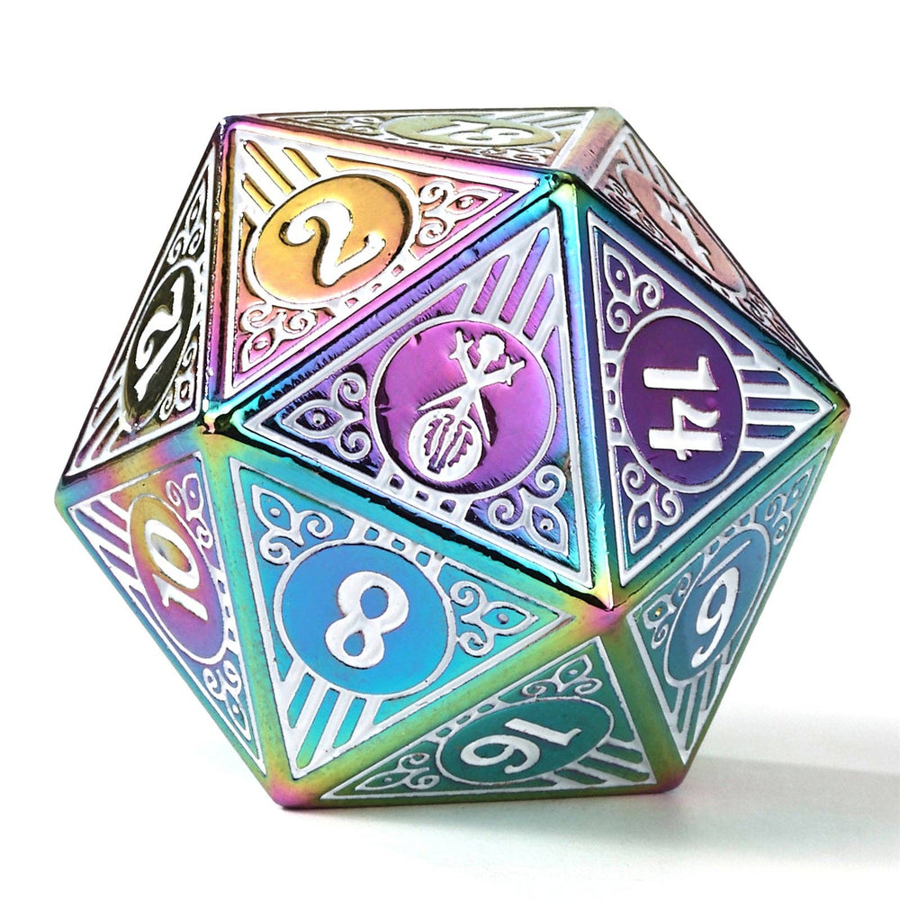 Metal RPG Dice Set - Bard Rainbow & White