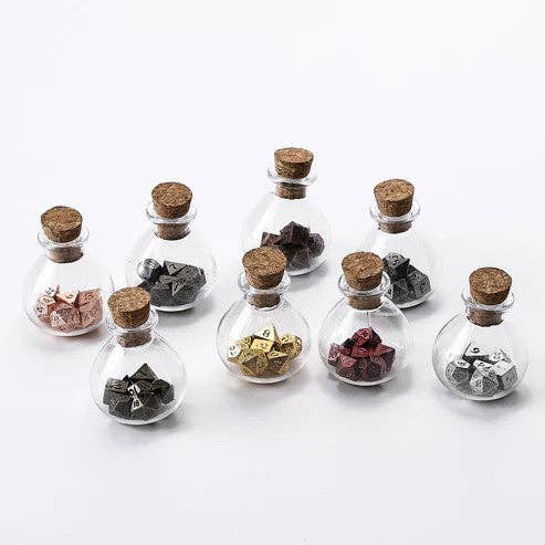 Mini Metal RPG Dice Set - Unseelie Bottle (Rose Gold)