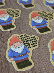 Vinyl Sticker - Gnome Mad at the Government