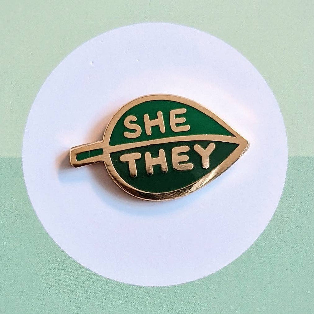 Enamel Pin - Pronoun Leaf (She/They)