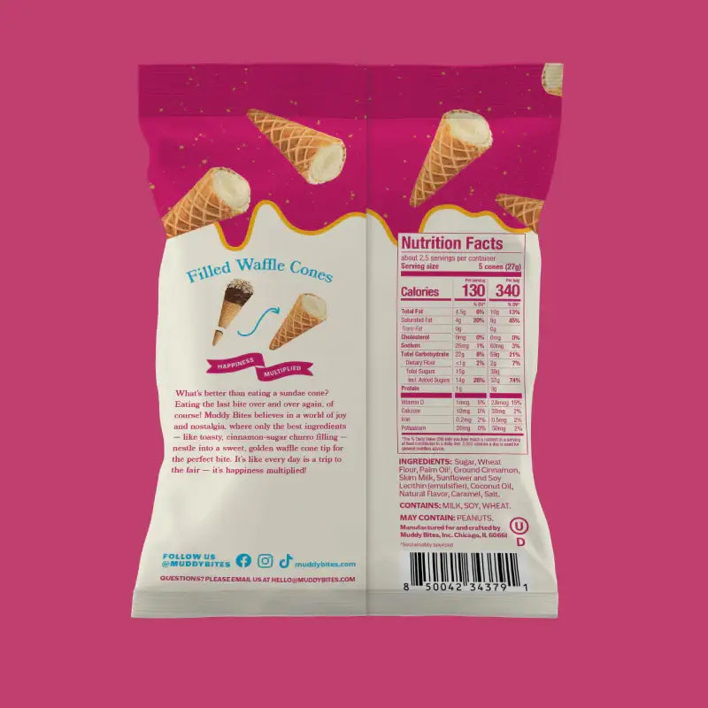 Muddy Bites - Churro Waffle Cone Snacks