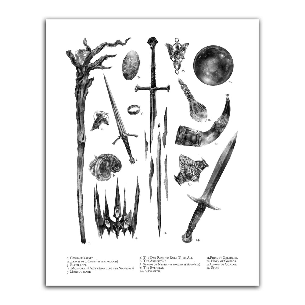 Art Print - Curiosities, Relics, & Trinkets from Middle Earth