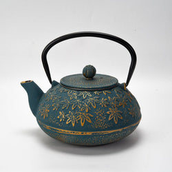Tea Kettle - Turquoise Maple Leaves