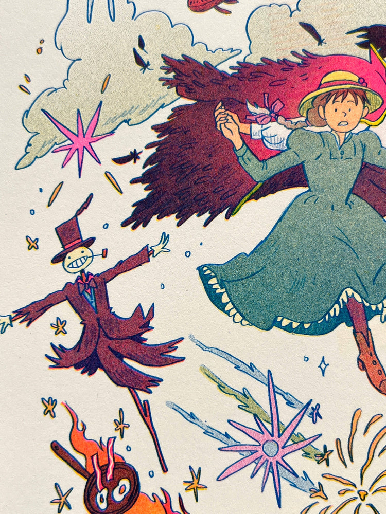 Riso Print - Howl's Moving Castle