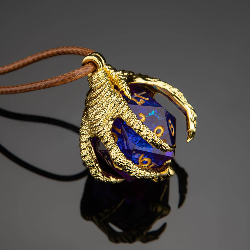 Dragon Claw Necklace with D20 - Gold