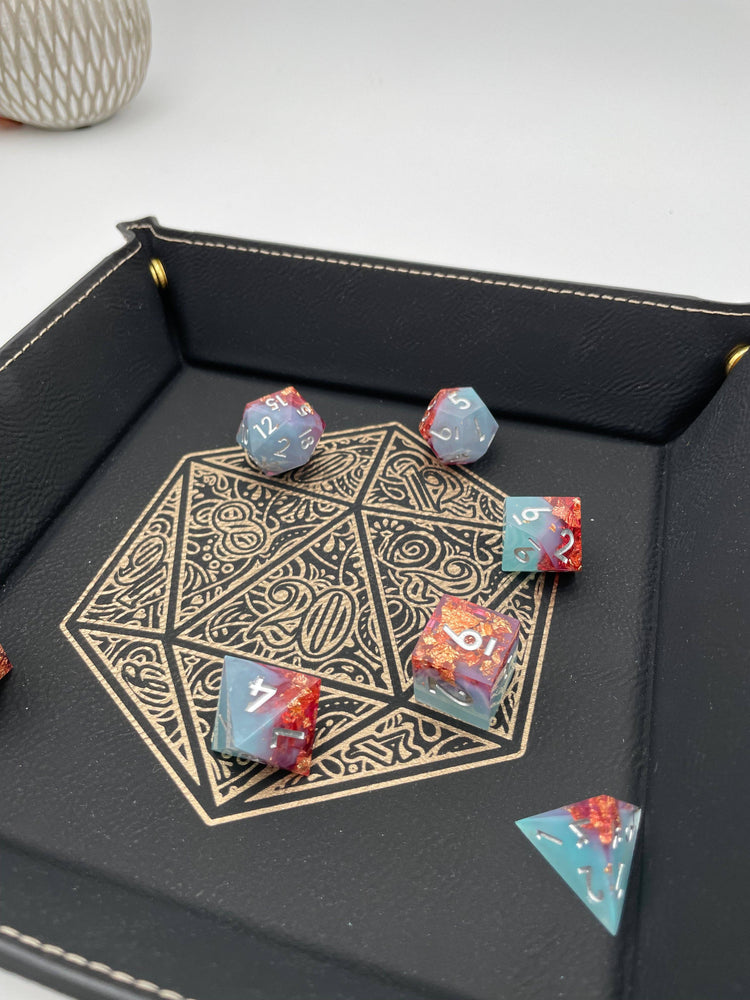 Vegan Leather Dice Tray - Gilded D20