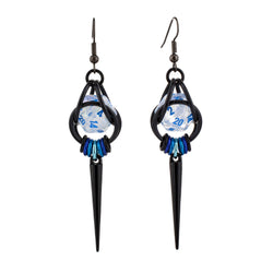 Chainmaille D20 Earrings - Black Gunmetal Spike