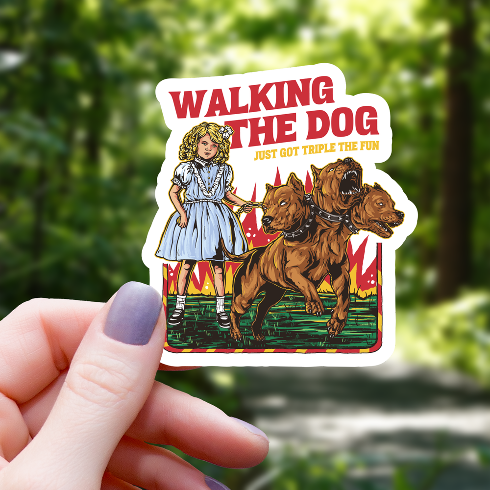 Vinyl Sticker - Walking Cerberus Funny