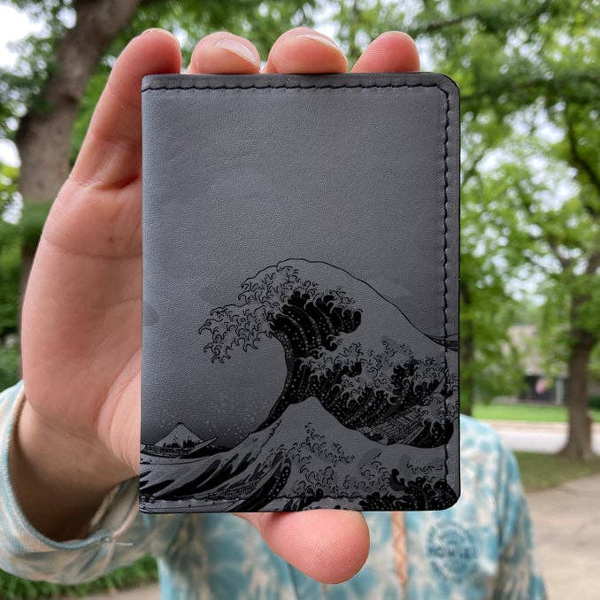 Leather Wallet - Great Wave (Tan)