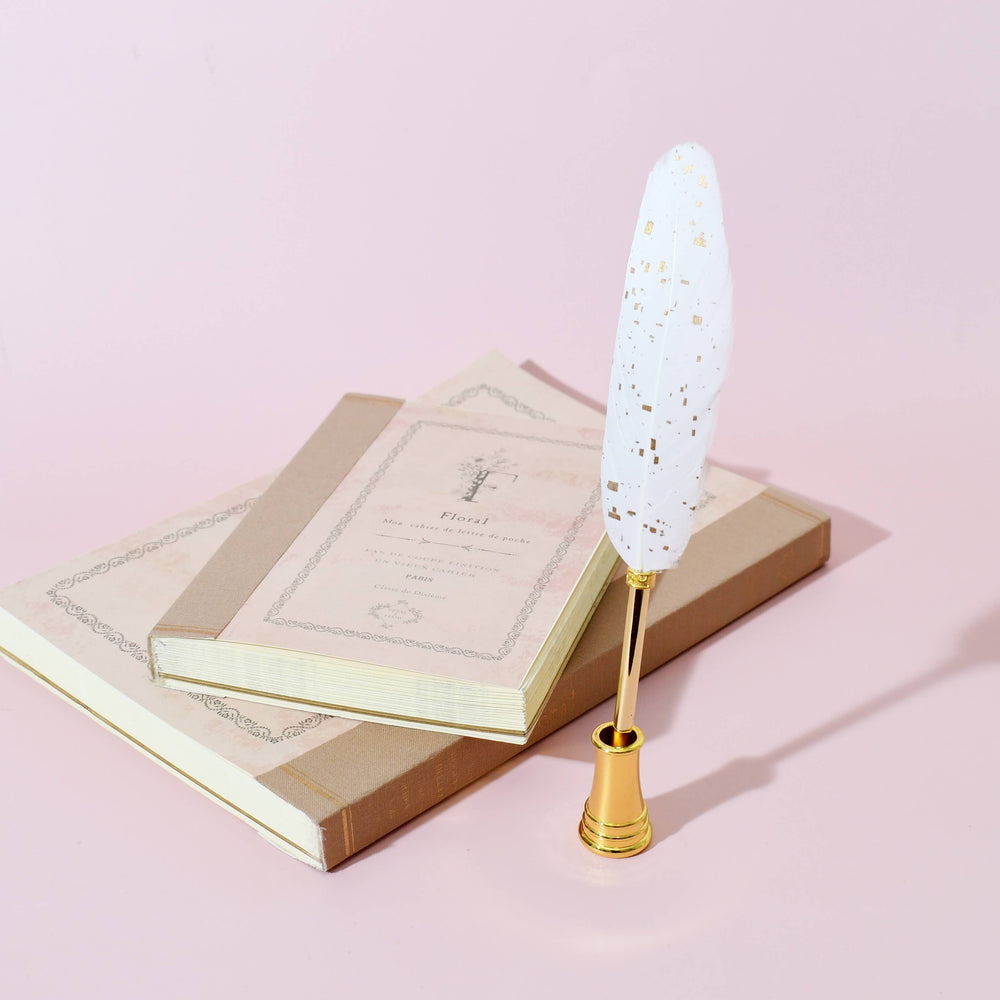Quill Ballpoint Pen & Stand Set - Lavender Gold