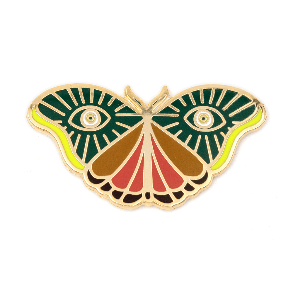 Evil Eye Moth Enamel Pin
