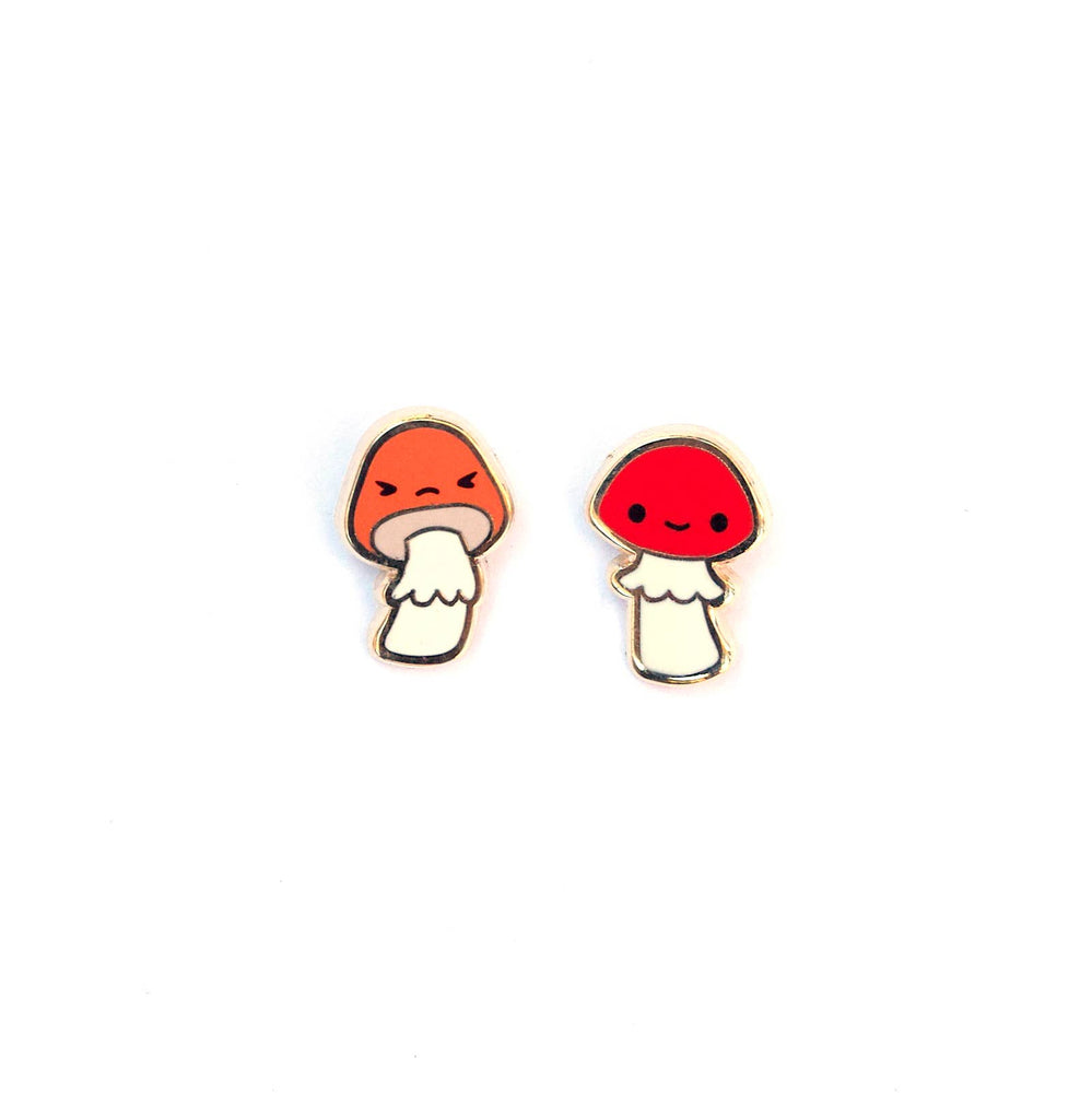 Enamel Earrings - Mushroom Friend