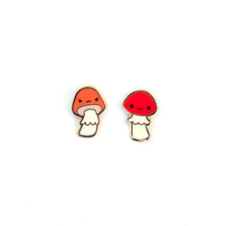 Enamel Earrings - Mushroom Friend