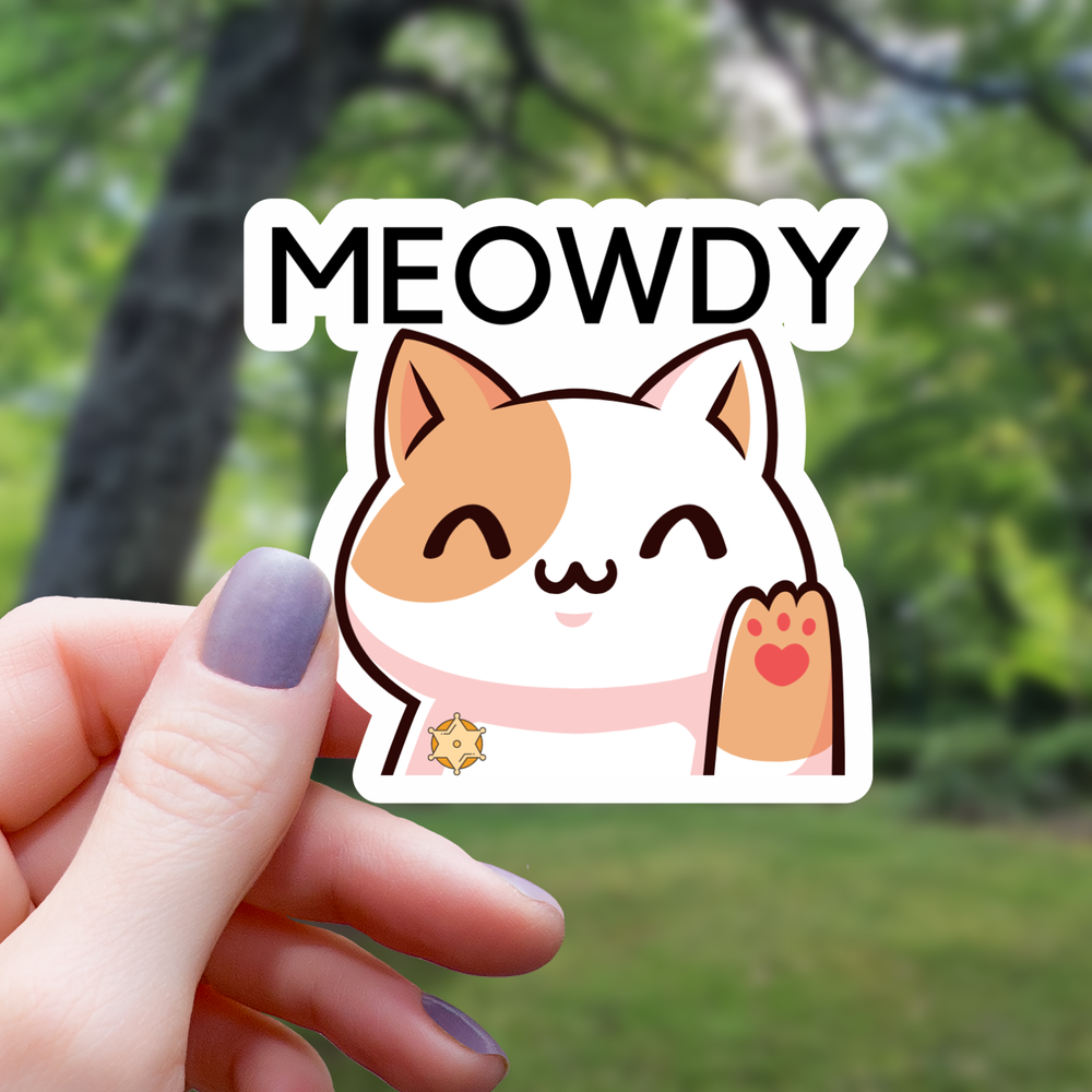 Vinyl Sticker - Meowdy Funny Western Cat