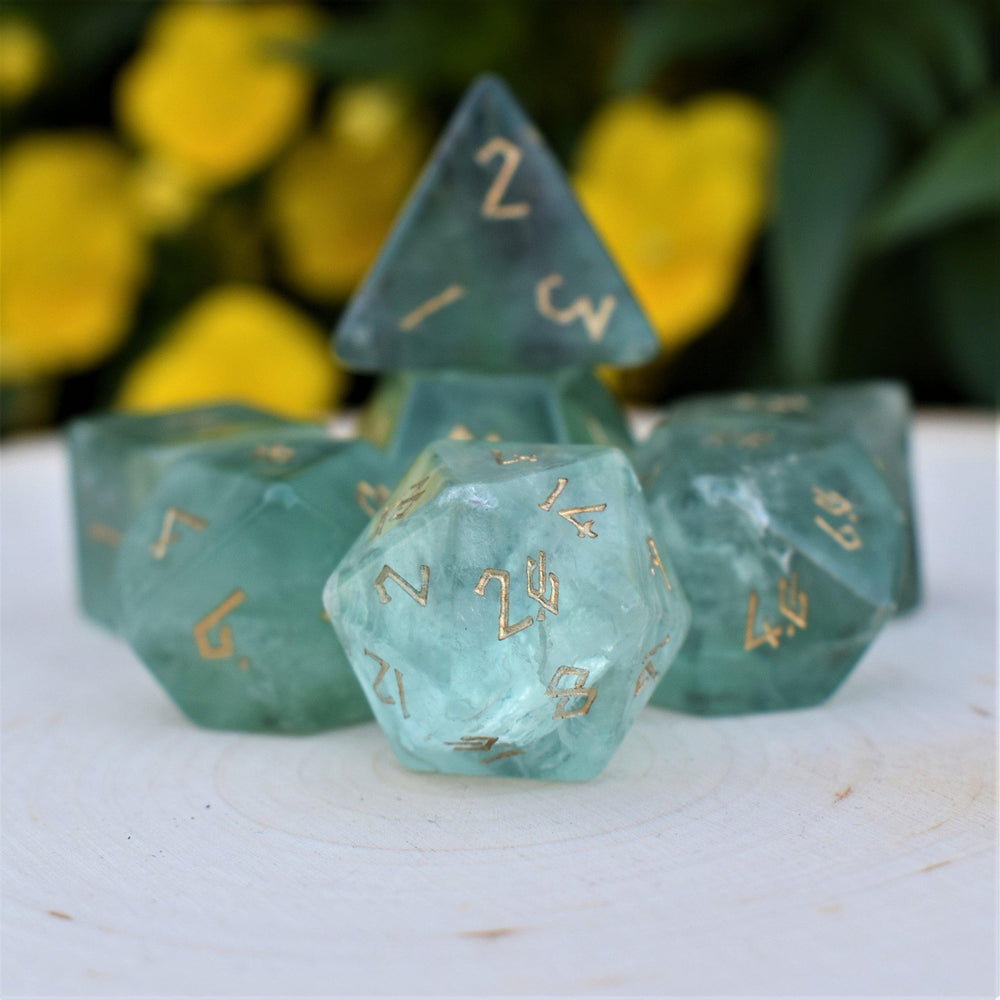 RPG Stone Dice Set - Green Fluorite