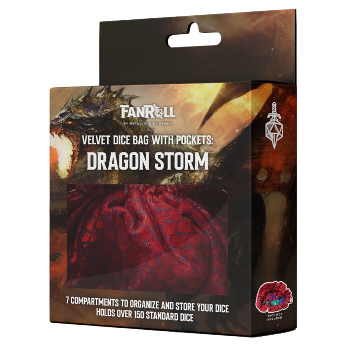 Dice Bag: Velvet Compartment with Pockets - Red Dragon