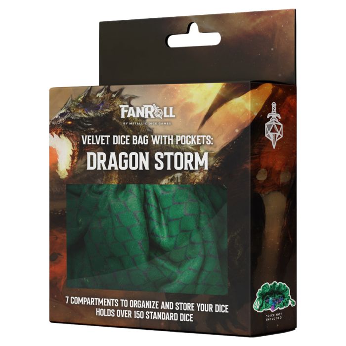 Dice Bag: Velvet Compartment with Pockets - Green Dragon
