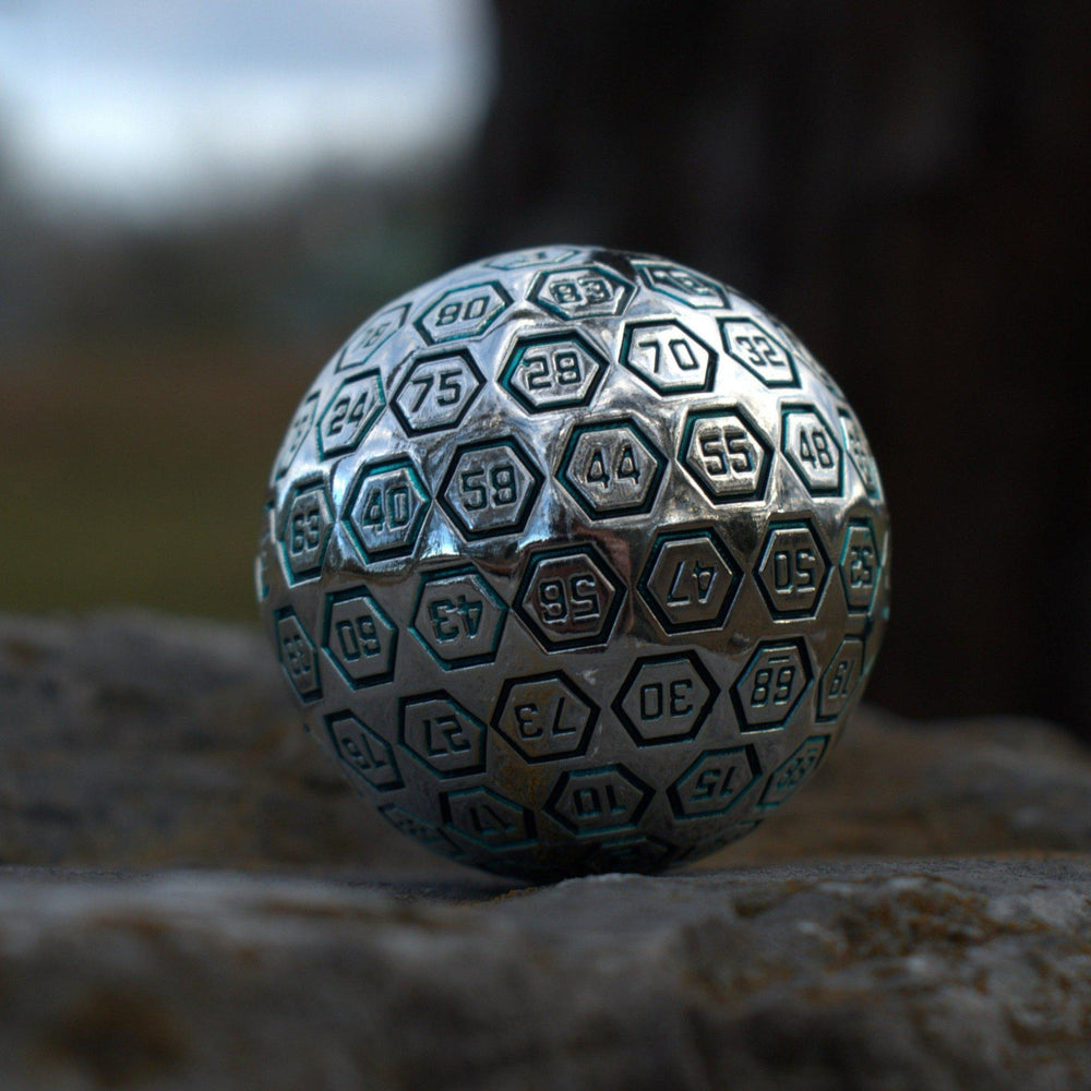 Metal D100 Orb - Aqua and Silver