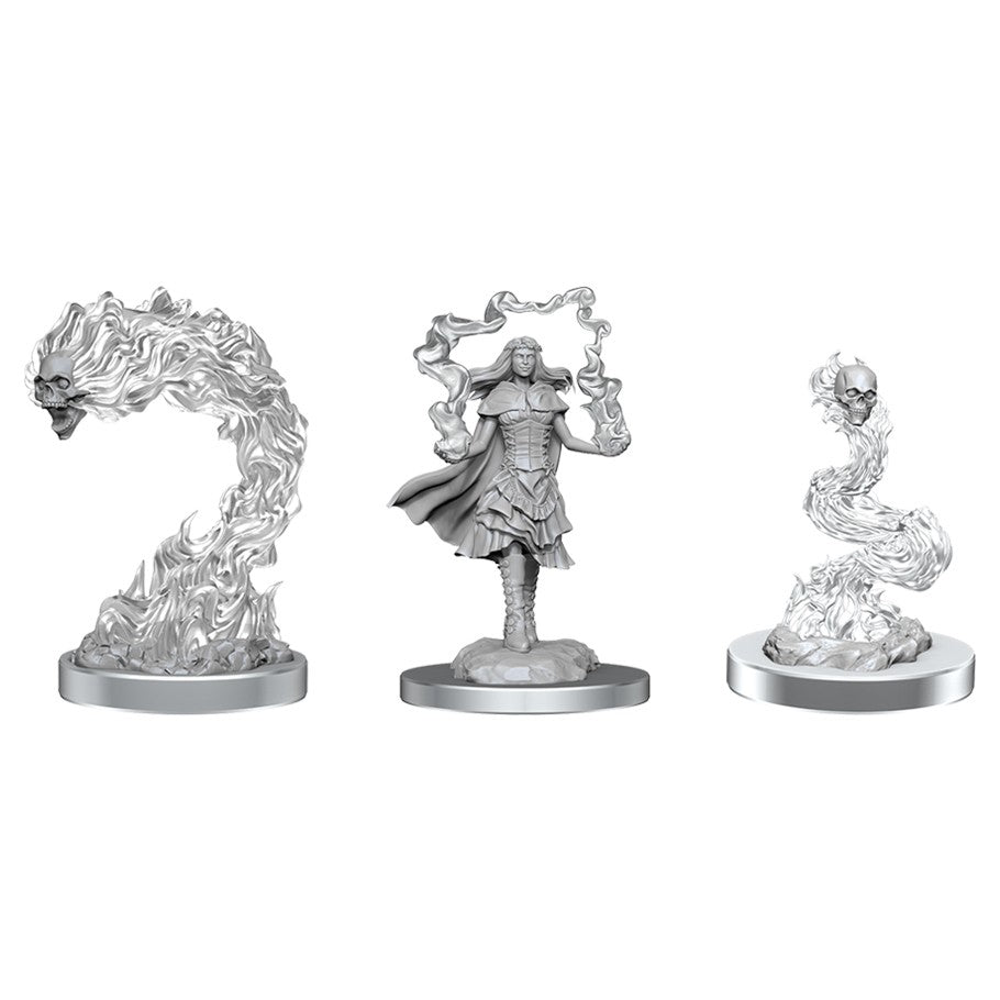 Dungeons & Dragons: Unpainted Miniatures - Dark Spellcaster & Flameskulls (W21)