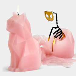 PyroPet Candle - Kisa Cat Skeleton (Light Pink)