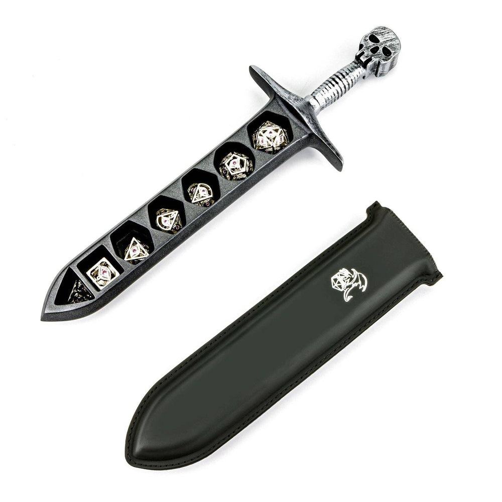 Grim Dagger Dice Case with Sheath - Silver