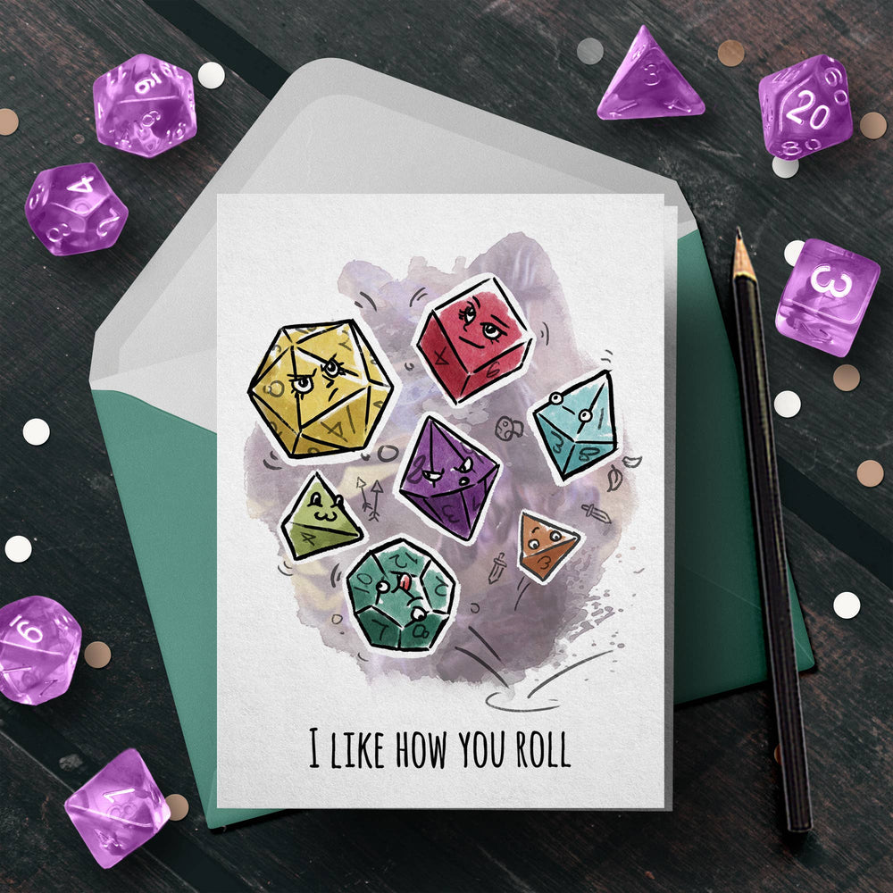 Greeting Card: "I Like How you Roll" - D&D