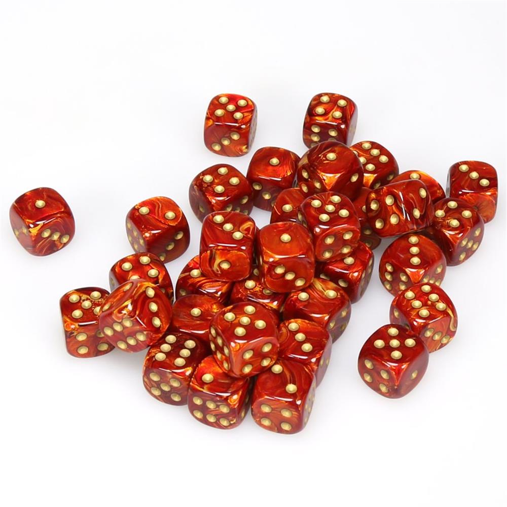 D6 Dice Block: Scarab Scarlet with Gold - 12mm (36)