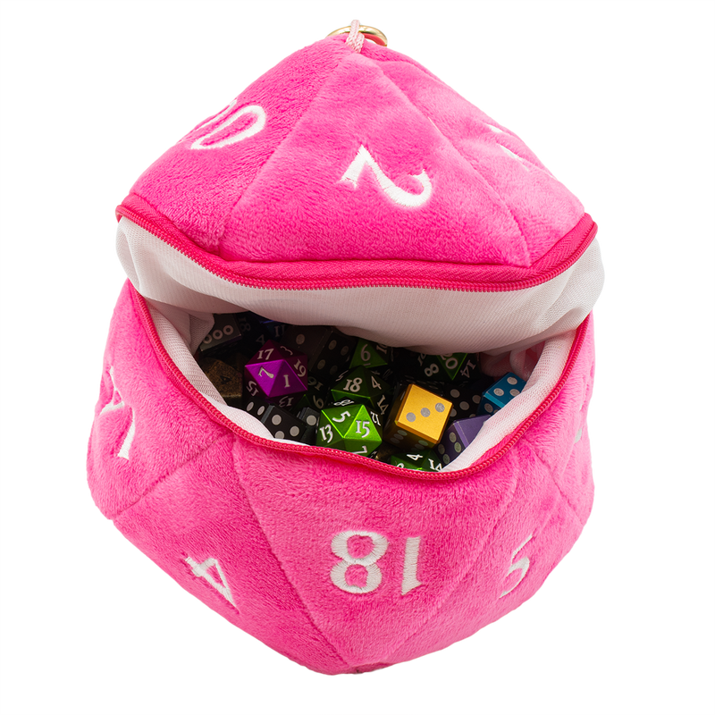 D20 Plush Dice Bag: Pink