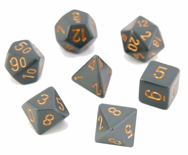 RPG Dice Set: Opaque Dark Grey with Copper