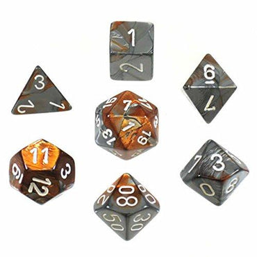 RPG Dice Set: Gemini Copper Steel with White