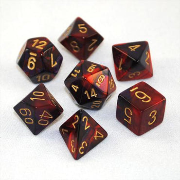 RPG Dice Set: Gemini Purple Red with Gold